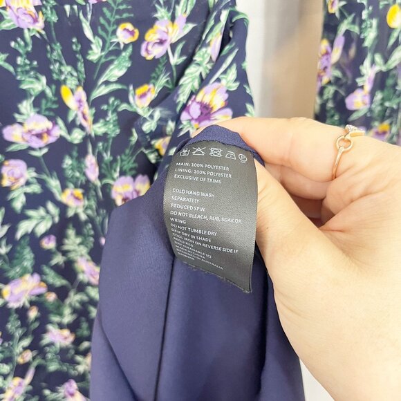 Bardot Miley Mini Floral Wrap Dress Long Sleeve Navy Feminine - Size US 8 Medium - Picture 5 of 6